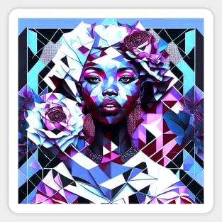 [AI Art] Beautiful (though nonexistent) Rose lady - Geometric Art Style Sticker